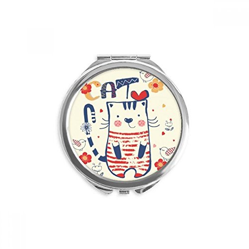 Miroir de poche mignon oiseau et chat dessin pour retouches maquillage faciles