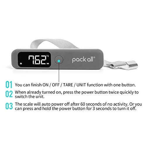 Pack All 110 Lbs Luggage Scale, Digital Handheld Luggage Scale, Travel Weight Scale For Luggage With Backlit Lcd Display, Battery Included (Grey) #TOP3