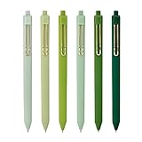 allydrew Retractable Black Ink Gel Pens, 0.5mm Fine Point, Stationery Supplies for Home and Office (Set of 6), Green