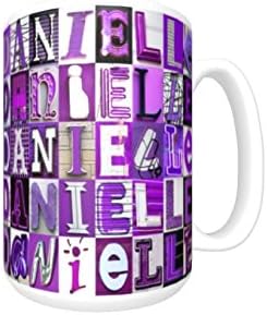DANIELLE Coffee Mug / Cup - using photos of PURPLE sign letters - personalized