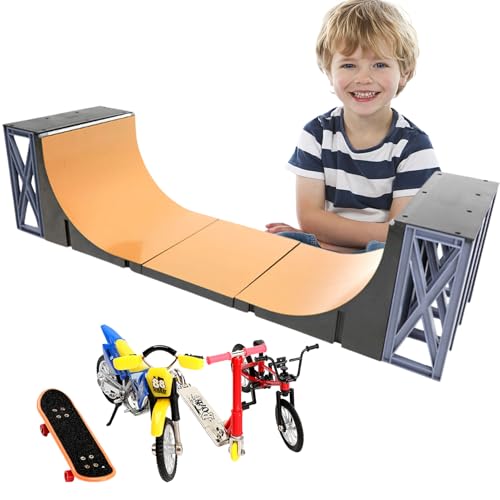 Finger Skate Park Kit - Mini Skater Set, Dedales de juguete | Pequeña rampa para niños y pista de obstáculos con herramientas de reparación, configuración de teclas para niños y niños que aprenden