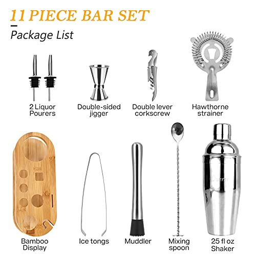 Duerer Barman Kit met standaard, 11-delige cocktailshakerset met stijlvolle bamboestandaard, perfecte… - Image 6