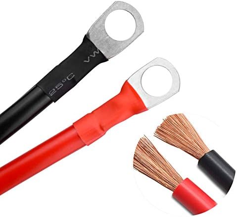 Miniatura 5 de 2 piezas de cable de batería de automóvil, cable flexible de cobre, negro negativo + rojo positivo, correa de tierra para motocicleta, solar, auto,