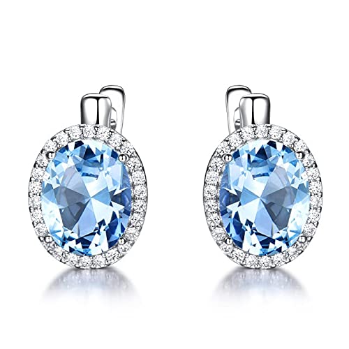 Topaze bleue boucles d'oreilles à clip bijoux fins authentiques