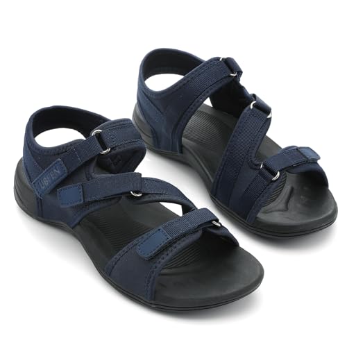 Image of UBFEN Womens Hiking Water Sport Sandals with Arch Support | 3 Adjustable Straps, Cushioned Footbed, Non-Slip, Comfortable Walking for Athletic Outdoor Summer Beach