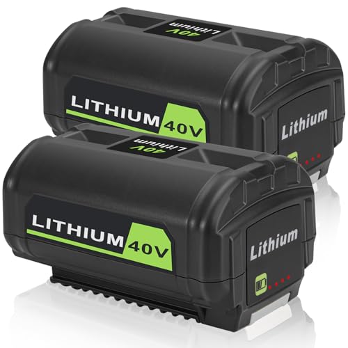 JYJZPB 6.0Ah Replacement for Ryobi 40V Battery Compatible for Ryobi 40 Volt Battery OP4015 OP4040 OP40201 OP4050A OP4030 OP40401 OP4060 Cordless Power Tool 40V Battery Charger with LED Indicator 2PACK