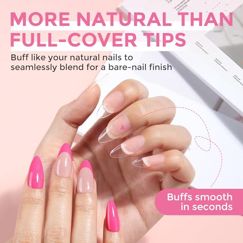 Image of Medium Almond Gel Nail Tips: 360Pcs Half Cover Nail Tips Almond Shape Soft Gel Tips 12 Sizes Half Matte Clear False Nails with Handles for Pre-shape Acrylic Press on Nails Extension DIY Home Salon