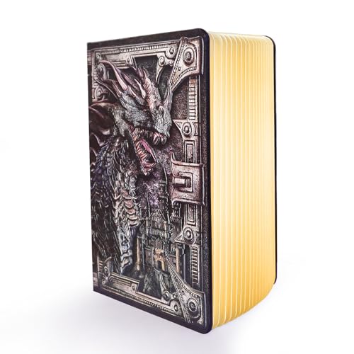 Luz de libro de dragón y lámpara de escritorio LED vintage para decoración de fantasía