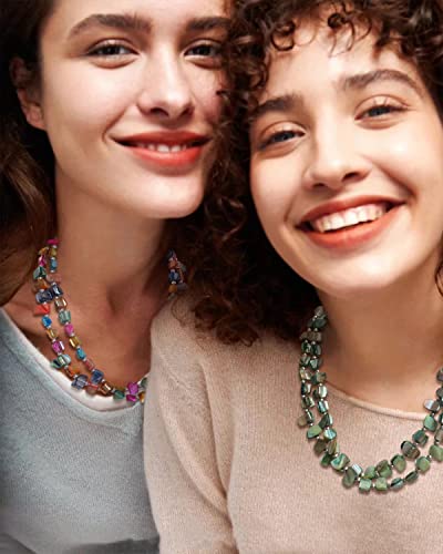 Bulinlin Boho Layered Shell Beaded Necklaces Handmade Colored Bead Choker Necklace Holiday Style Costume Jewelry For Women (Green) #TOP2