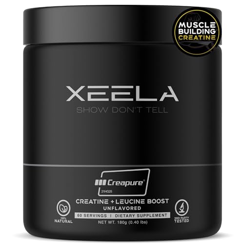 XEELA Creatine for Lean Muscle Gain, All Natural Creatine Powder for Men & Women with Creapure, Increase Strength & Power, Reduce Recovery Time(Unflavored, 60 Servings)