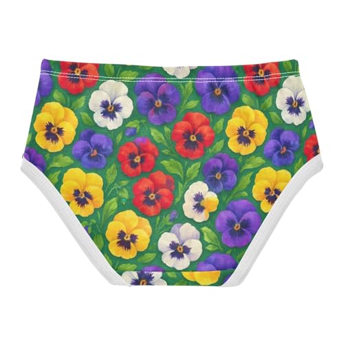 Joisal Cotton Girls Underwear Toddler Colorful Pansy Flowers Panties Little Girl Funny Briefs Underpants 2t2
