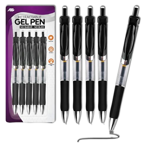 Image of AHG Gel Pens Black Ink Retractable 30 Pack | 0.7mm Medium Point Smooth Writing Pens | Quick-Dry No Smear Gel Ink | Soft Comfort Grip Rollerball Pens for Office, School, Journaling & Planners