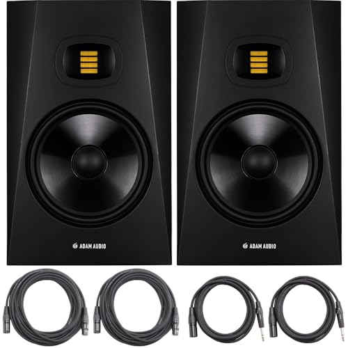 ADAM Audio T8V 8-inch Studio Monitor, Black (Pair) AMS-T8V Bundle with 2X OnStage 25ft XLR Cable + 2X 10ft Balanced XLR to TRS Cable