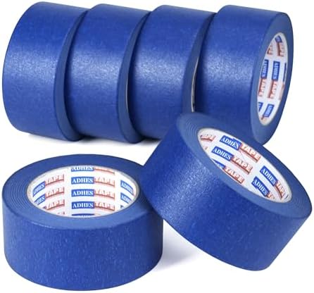 ADHES Blue Painters Tape,Blue Tape,Masking Tape for Painting,Paint Tape,no Residue Outdoor,UV Anti, 0.94 inch x 60 Yard, 6ROLLS