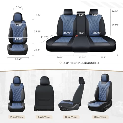 Image of Coverado Car Seat Covers Full Set, Seat Covers for Cars, Front Seat Covers and Back Seat Cover Waterproof Leather Automotive Seat Cover, Universal Car Interior Protectors Cushion for Most Cars