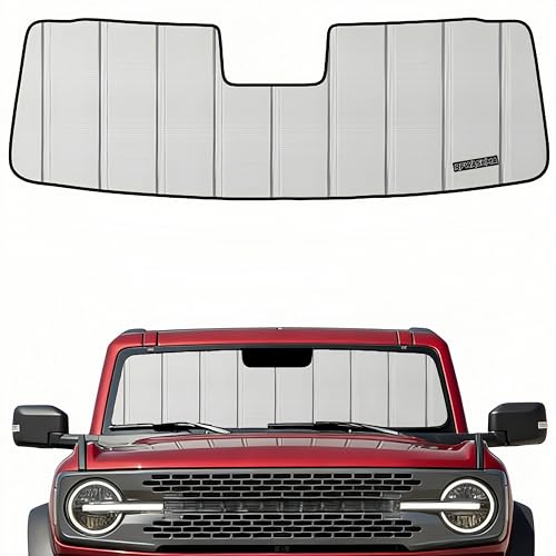 Custom-fit Windshield Sun Shade Compatible with 2021-2026 Ford Bronco, Foldable Sun Shade Shield with Storage Pouch, Front Window Visor Sunshade by RFWASHMA - Used condition - US$27.77