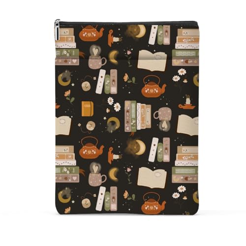 Book Sleeve Book Protector Book Pouch Book Lovers Gifts Bookish Gifts Book Cover with Zipper for Hardcover Paperback Washable Book Coffee Printed Gift Bag for Women Mom Boss Birthday, BookCover