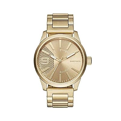 Diesel Orologio Rasp da uomo, movimento a tre lancette, cassa in acciaio inossidabile dorata da 46 mm con bracciale in acciaio inossidabile, DZ1761