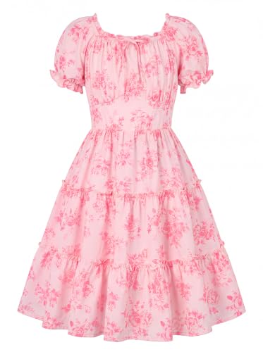 GRACE KARIN Girls Summer Floral Dresses Size 10 Puff Sleeve Princess Dress