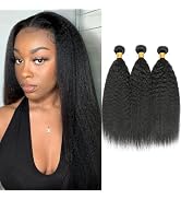 Kinky Straight Hair 3 Bundles Human Hair 20 22 24 Inch Yaki Straight Human Hair Bundles 100% Braz...