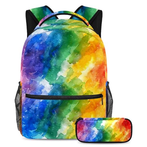 Sac à dos arc-en-ciel Large pour soulager les épaules des étudiants avec sa trousse