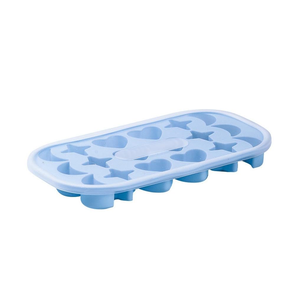 Moule à glaçons 18 alvéoles en silicone forme cœur lune étoile rose bleu