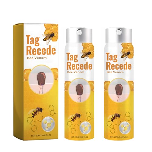 Tag Recede Bee Venom Skin Tag Remover Spray, Bee Venom Wart and Tag Remover, Bee Venom Skin Tag Removal, Skin Tag Recede Bee Venom Spray for Skin Tag Remove, for All Skin Types 2PCS