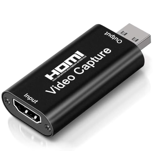 4K HDMI Video Capture Card Cam Link Card Game Capture Card Audio Capture Adapter HDMI to USB 2.0 Record Capture Device for Streaming Live Broadcasting Video Conference Teaching Gaming(Black)