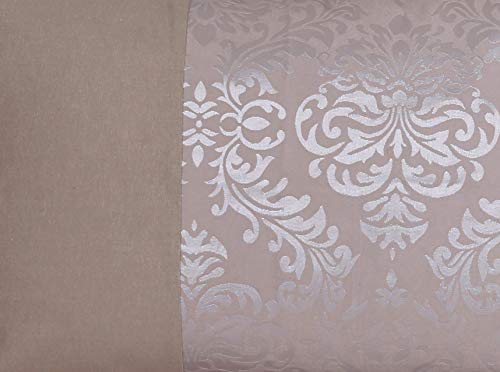 Image of Cotton Jacquard Damask Woven /Self Design Bedsheets Set with 2 Pillow Covers (Silver, Double, King), 200 TC