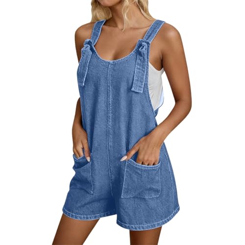 Peto corto vaquero para mujer con tirantes ajustables mono de verano informal