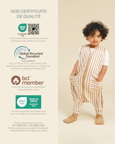 Gigoteuse été avec pieds molis&co en coton rayé sable pour bébé 1 an