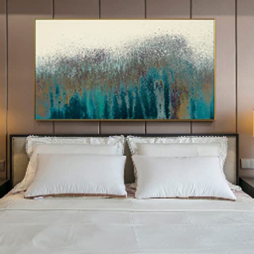 Tableau Abstrait Turquoise : Solution Déco Murale Graffiti Grand Format 60x120 - 2