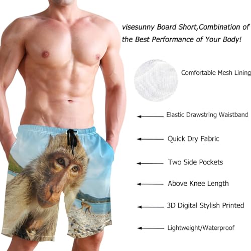 visesunny Stylish Summer Swim Trunks Men's Quick Dry Board Shorts Bathing Suit with Pockets for Men Boyfriends Youth3