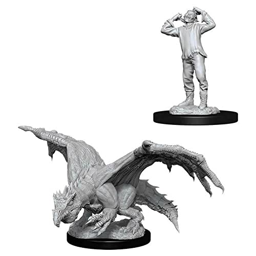 WizKids WZK90029 Accessories : figurines de dragon vert et elfe pour jeux de rôle