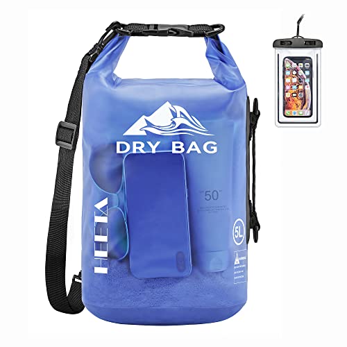 Image of HEETA Dry Bag Waterproof for Women Men, 5L /10L /20L /30L /40L Roll Top Lightweight Dry Storage Bag Backpack with Phone Case for Travel Swimming Boating Kayaking Paddle Board Camping Beach Accessories