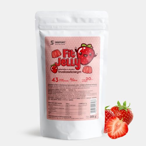 INSPORT Nutrition - FIT JELLY - Gelatina senza zucchero - Basso contenuto calorico - Senza grassi e senza carboidrati - Alto contenuto proteico - Polvere - 301g (Fragola)