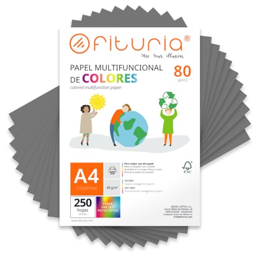 Papier couleur A4 80g gris OFITURIA pour imprimante jet d'encre et loisirs