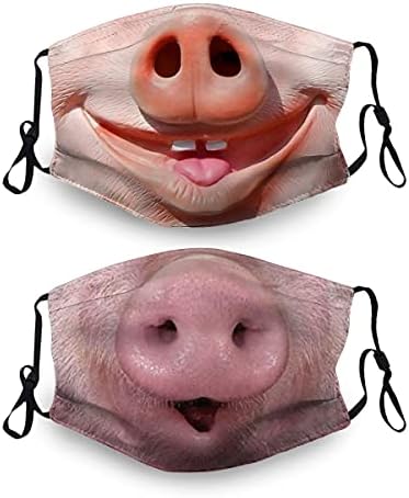 2 Pcs Animal Bunny Rabbit Pig Christmas Beard Face Mask Reusable Adjustable Masks For Kids Adults Men Women image 4
