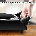 kochplatte elektrisch mit Kühlhaltegriffen, 900W+1200W Tragbares Infrarot Doppelkochfeld mit Einstellbarer Temperatur, 15cm+18cm Herdplatte für Kochen, kompatibel mit allen Kochgeschirren – Bild 4