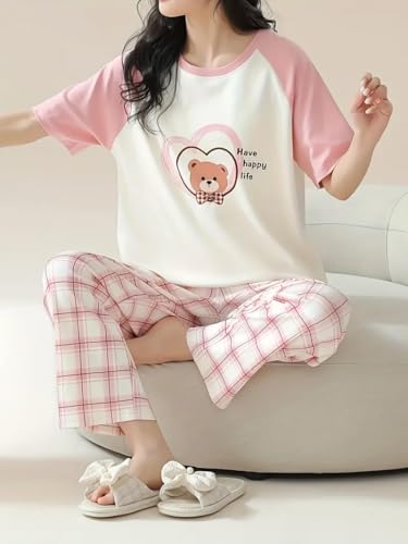 Image of Louis Luxe Womens Korean Night Dress || Full Pyjama Set || Korean Nightsuit || Women Nightwear ||Round Neck Full Sleeve Nightsuit || Loungewear || Everyday Nightdress