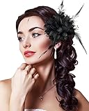Women Fascinator Feather Flower Black Hair Clip Pin Brooch Corsage Bridal Hairband Cocktail Banquet Party Wedding Accessories One Size