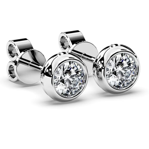 Moissanite Diamond Stud Earrings for Women Bezel Solitaire S925 Sterling Silver for Wife Girlfriend Mom Gifts for Her Daughter on Birthday Wedding Anniversary3