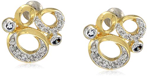 Image of Estele 24KT Brass with Diamond Diamond Bubbles Stud Earrings for Girls, Gold