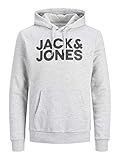 Baumwollmischung JACK & JONES Herren Jjecorp Logo Sweat Hood Noos Kapuzenpullover, Grau(Light Grey MelangeGrau), XXL