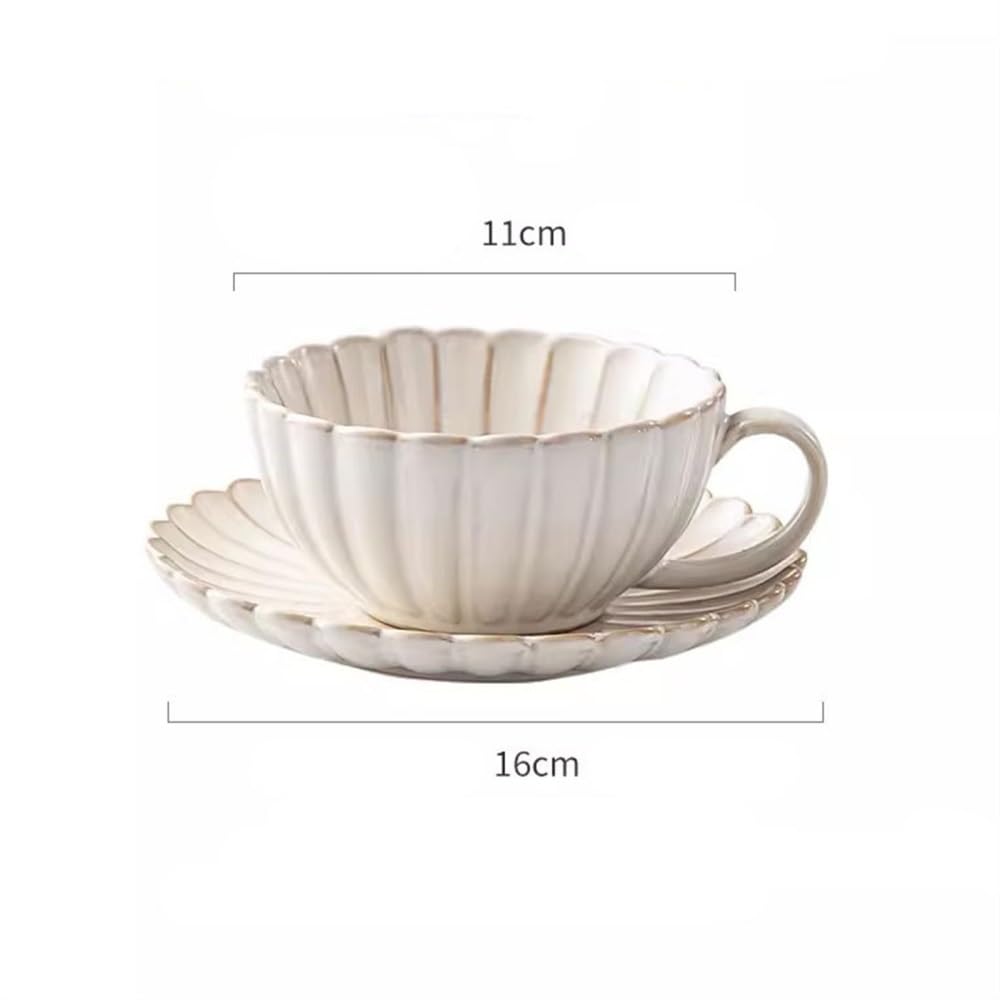 Ceramiczny kubek do herbaty ze spodkami i łyżką, 2 zestawy filiżanek do kawy 8,8 uncji, kubki na mleko do zaopatrzenia na stół urodzinowy ślub