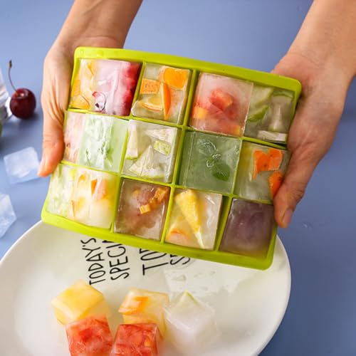 Molde de silicona para cubitos de hielo 24 cavidades con tapa 3 pzas miniatura 3