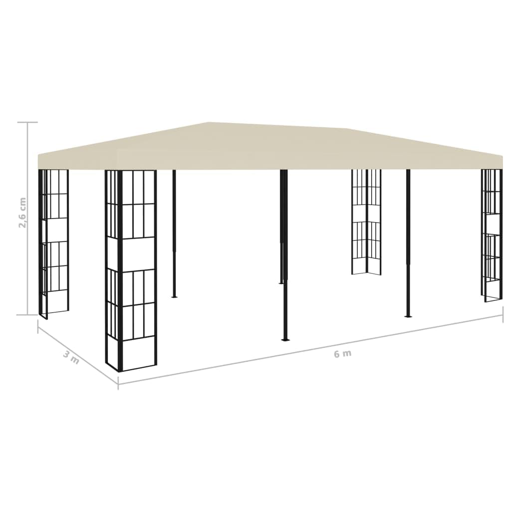 Gazebo per feste, gazebo da giardino, 3 x 6 m, colore crema, nero, in acciaio e poliestere, tettuccio parasole per giardino, terrazza, eventi, famiglia, barbecue, picnic