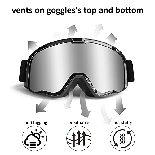 Image of Motocross Goggles for Adult ATV Goggles Motorcycle Goggles Snowboarding Goggles Riding Goggles Dirtbike Powersports Goggles Offroad Goggle MX Goggles UV400 Anti-Scratch Dustproof Skiing Goggles | UV400, Anti-Scratch, Dustproof, Silver MX Goggles