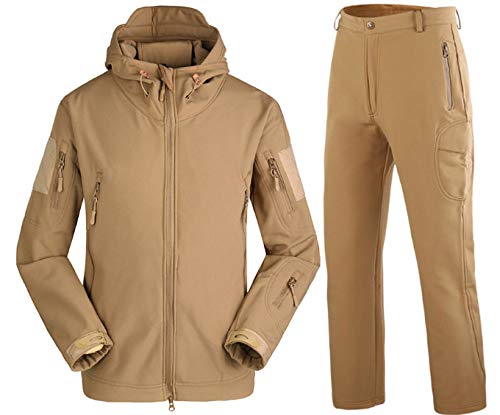 Mdsgfc Uomo Inverno Impermeabile Pesca Pantaloni Softshell Caccia Outdoor Giacche Set Army Suit Pantaloni Militare, Uomo, Wolfkaki, XL