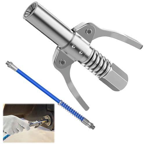 Accoppiatore Ingrassatore G Grasso con Tubo Acciaio da 30cm, testina ingrassatore, punta ingrassatore - Ingrassatore Professionale Pneumatico per Tutte le Pressa per Grasso - Robusto e Durevole (A)